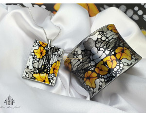 Гривна и колие ПУСТИÐÐИ ПЕПЕРУДИ оранжеви 2